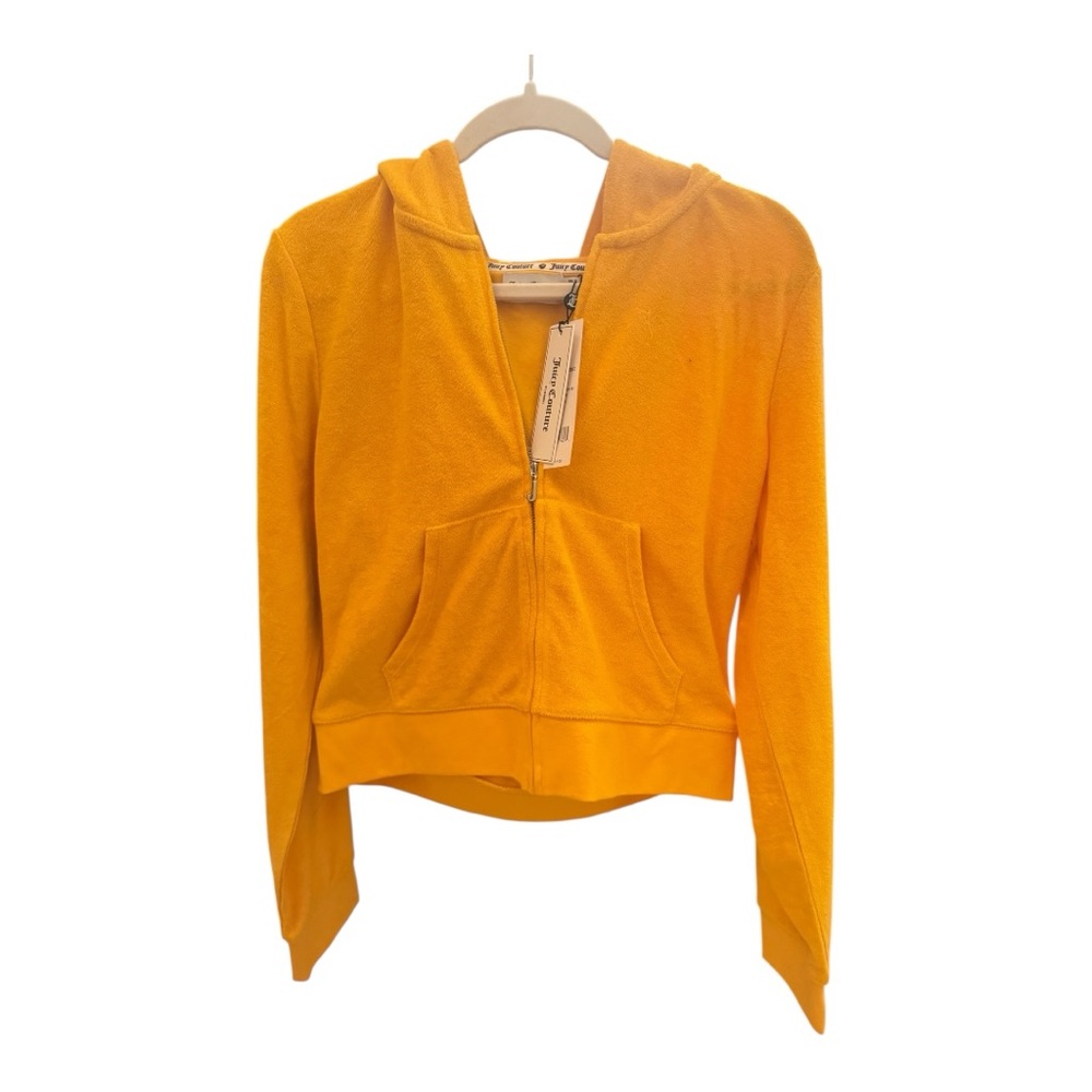 juicy couture long sleeve terry track jacket yellow color sz Xl